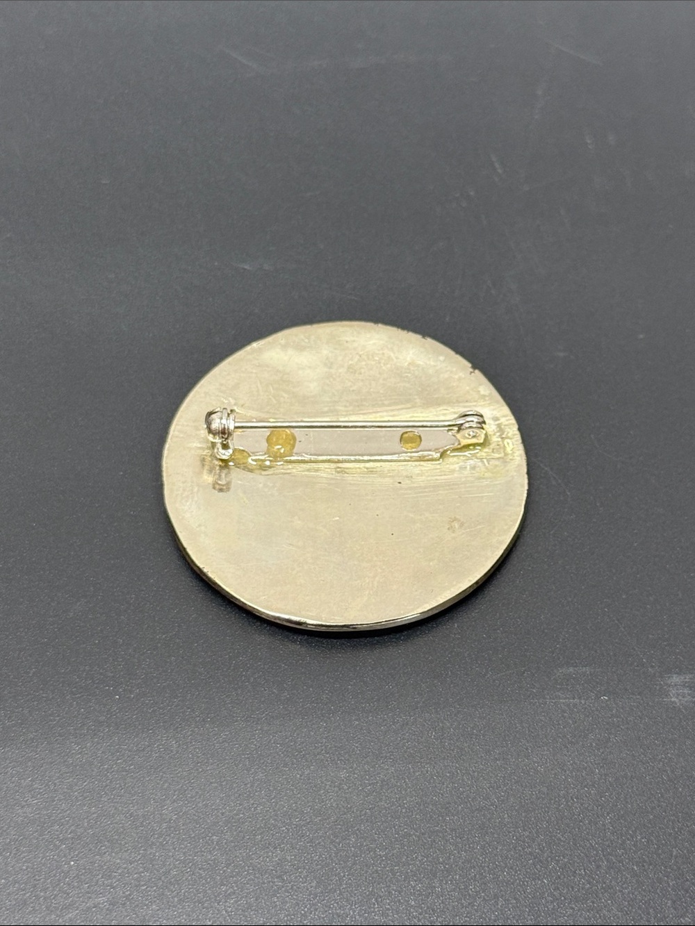 Round Abalone Shell Inlay Brooch — Iridescent Multi-Color - Picture 2 of 2
